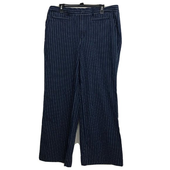 Lauren Jeans Co. Denim - Lauren Jean Co. Ralph Lauren Pin Striped Wide-Leg Jeans 16